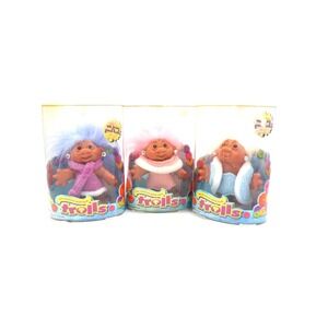Vtg DAM Good Luck‎ Granny Troll Dolls Set of 3 Sealed Packaging Knitting Grandma